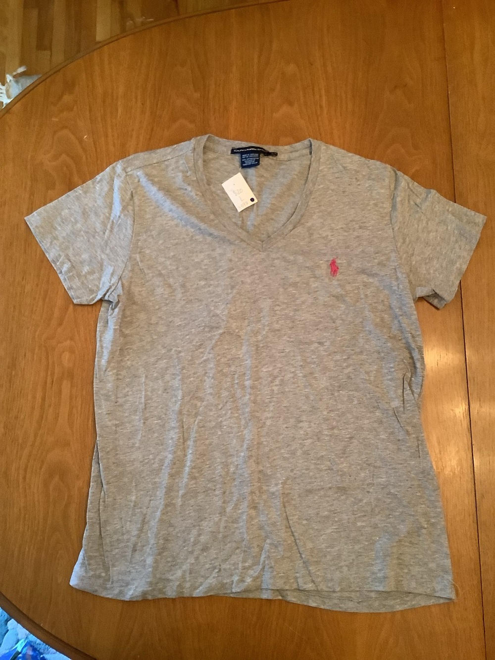 Ralph Lauren Sport Ladie’s Heather Gray V‑Neck Polo Tee